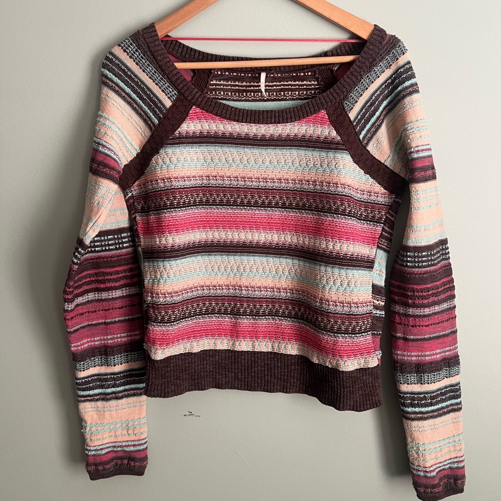 Vintage Free People Cropped Striped Sweater
